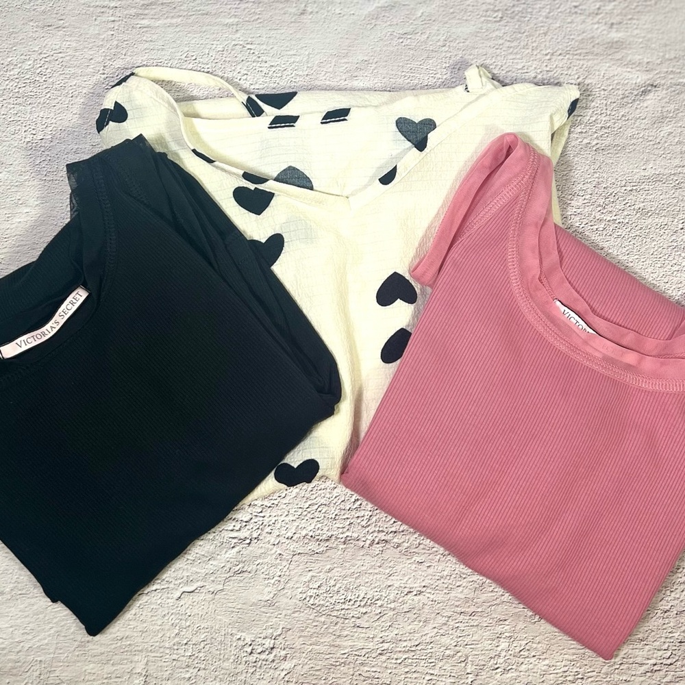 Victoria Secret + 1  Heart Patterned Sleepshirt Bundle